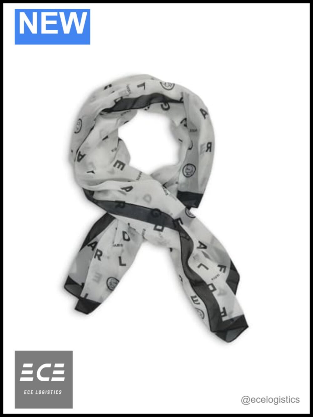Karl Lagerfeld Alphabet Poly Chiffon Scarf Square Lightweight
